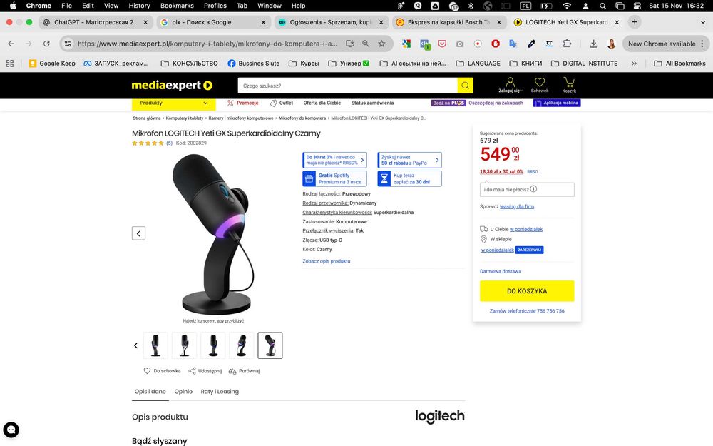 Mikrofon LOGITECH Yeti GX