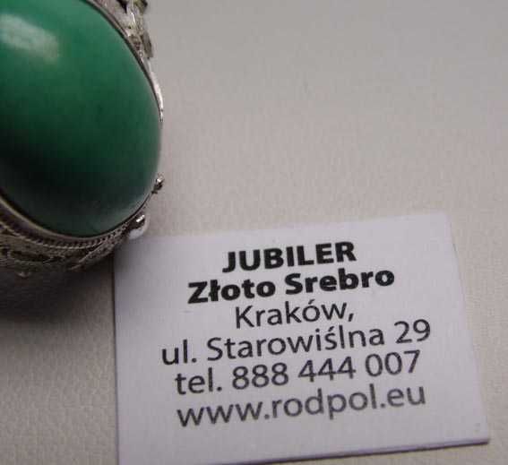 Srebrny pierścionek z turkusem Chinka filigran R.17 reg.