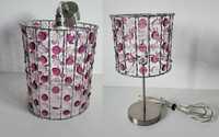 Zestaw lamp: lampa wisząca + na biurko fioletowo-różowa firmy colours