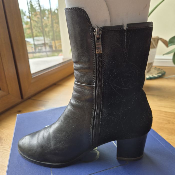 Botki skórzane r. 38, czarne f. Caprice s.db