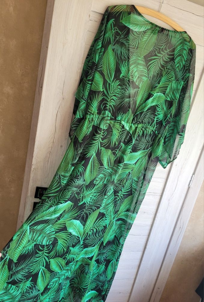 Śliczna zwiewna sukienka print wiązanie Primark 42 44