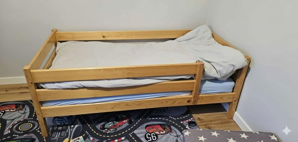 Łóżko dziecięce drewniane 160x80 Z MATERACEM – Stan BARDZO DOBRY