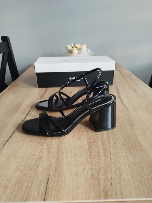Sandały,  buty czarne na obcasie marki, Nine West, nowe, rozm 37