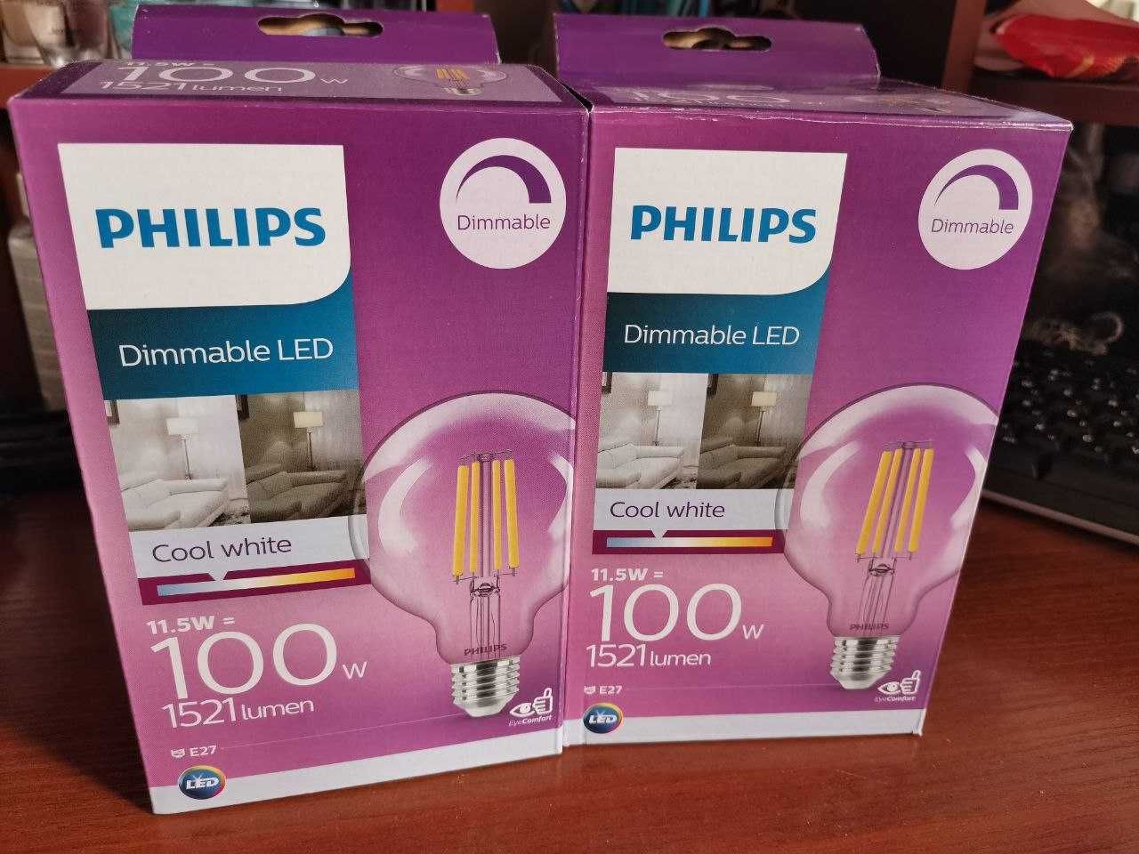 Лампи Philips LED classic 100W A60 E27 CL 4000К DIM 2 шт (Нове)
