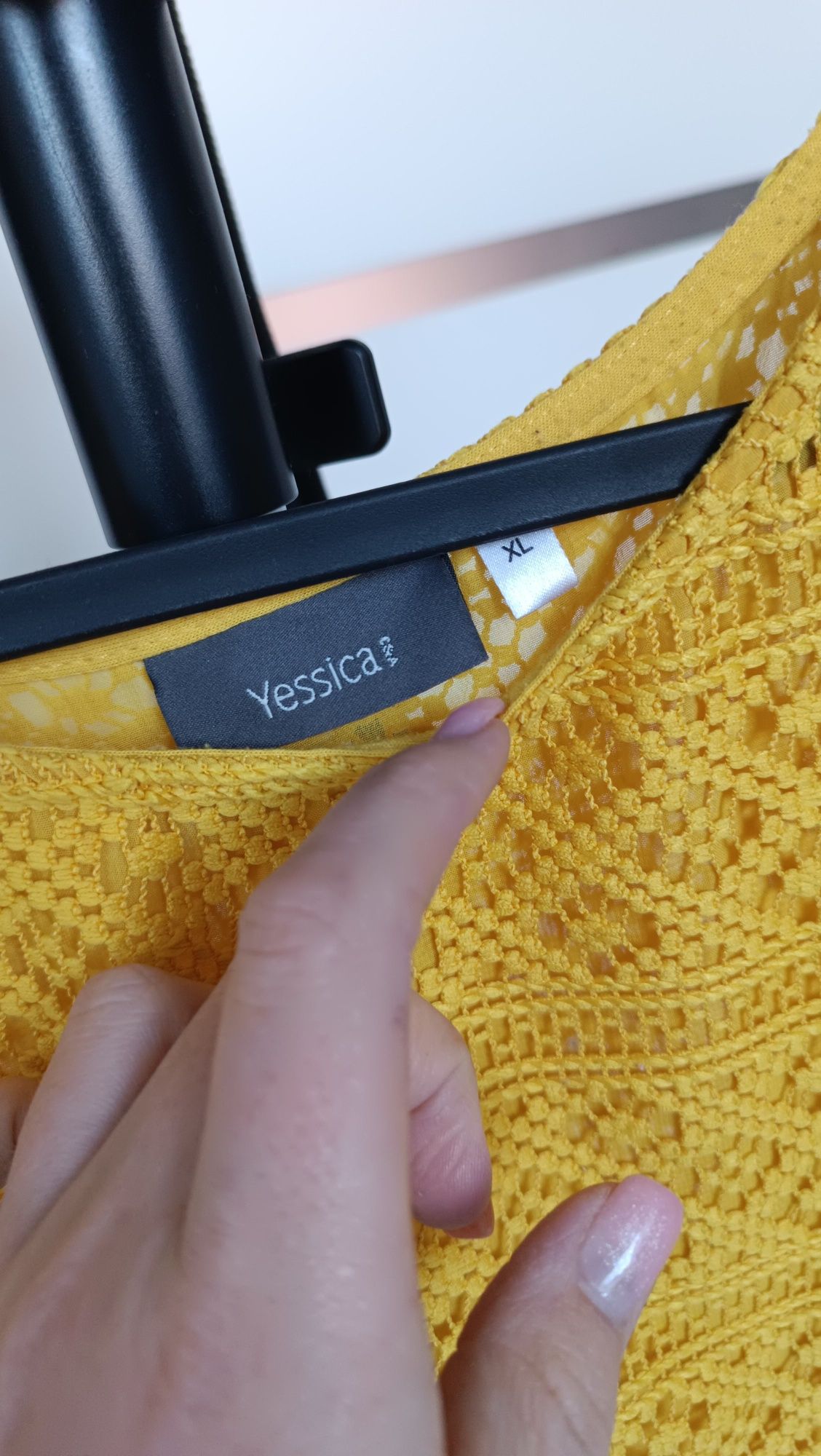 C&a yessica długa bluzka koszula ażur musztardowy XL 42 14