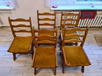 Krzesło dębowe krzesła 5 szt PRL antyk meble Swarzędzkie drewniane