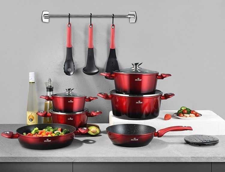 Garnki marmurkowe Zilner 15 elementów - 2 wzory - GAZ/INDUCKJA - BYTOM