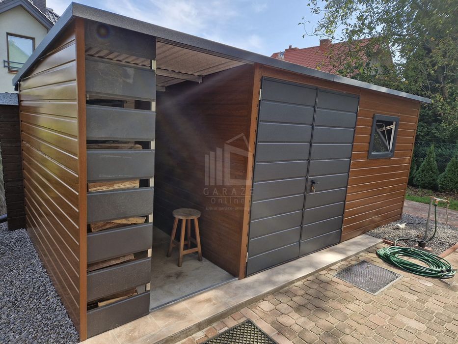 Schowek Domek Ogrodowy 4,5x3m  Wiata  2m Brama Okno dach  ID701