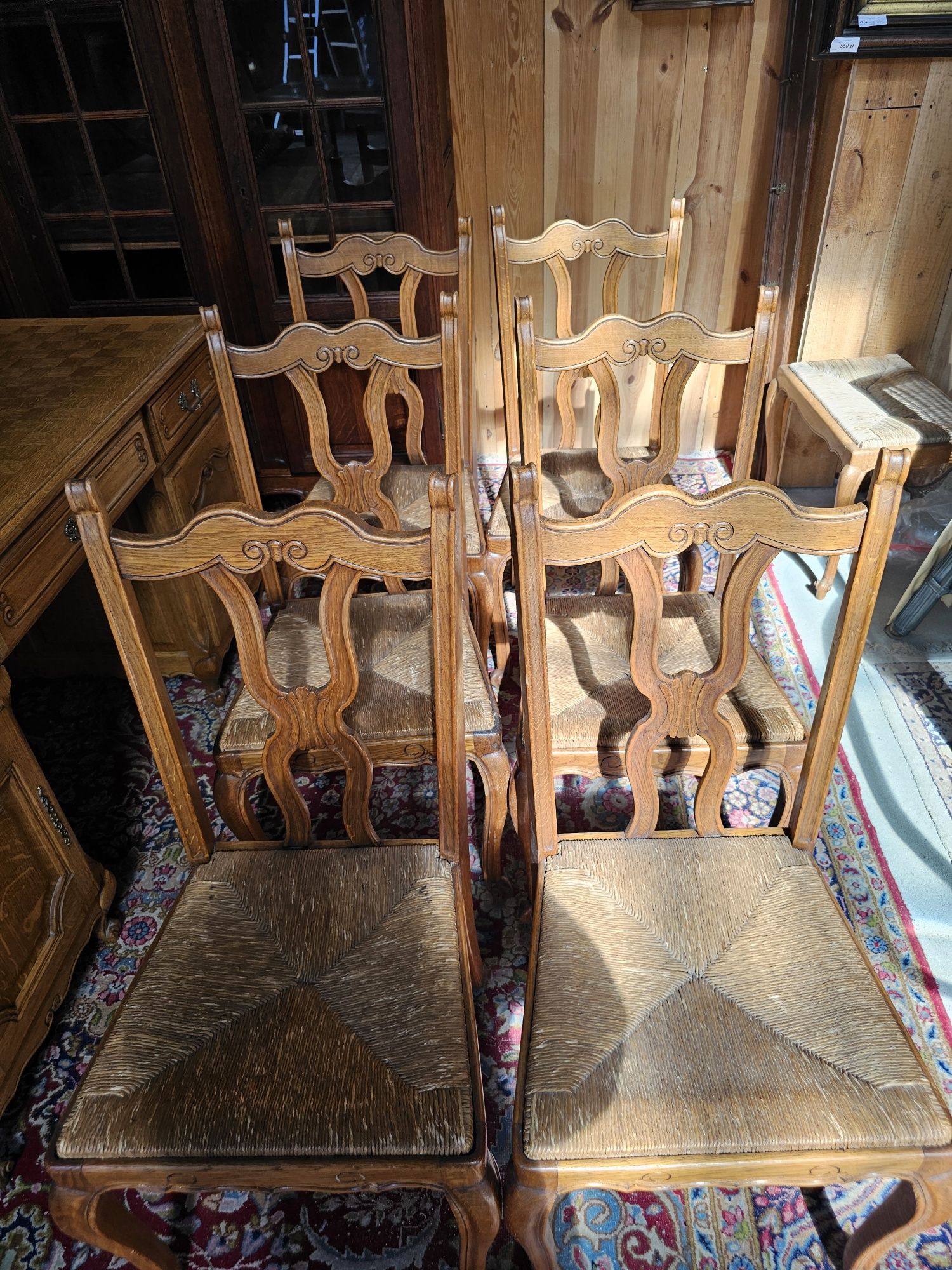 Krzesła Ludwik z rafią  6 sztuk komplet #955 Stylowy Węgrów