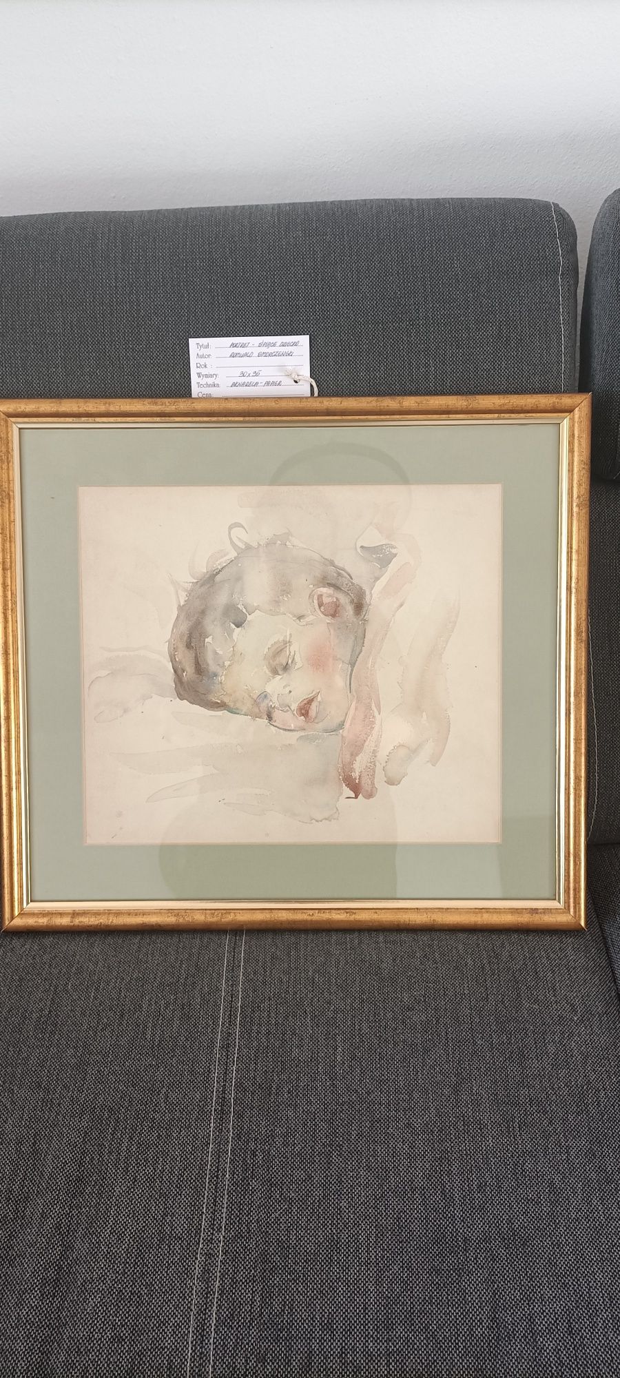 Obraz Śpiące dziecko Romuald Smorczewski akwarela