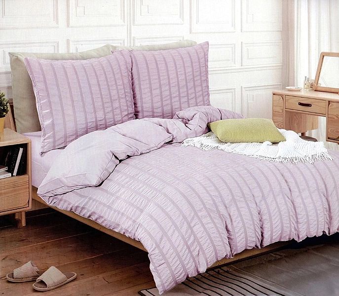 Pościel 200x220 Komplet 4 części Kora Jednolita Pasy Clea 05