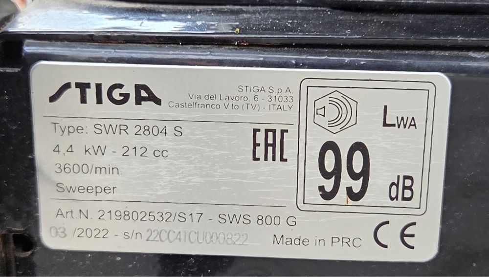 zamiatarka STIGA, pług, zbiornik do zamiatarki