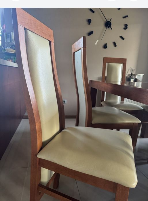 6 krzeseł  skóra beż