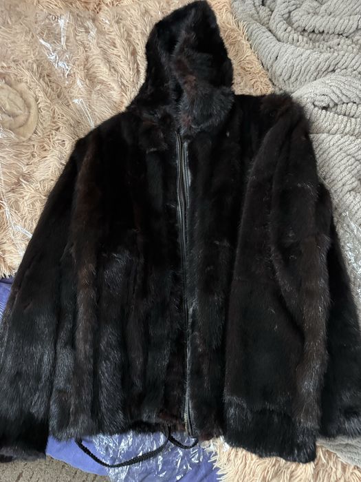 Шуба коротка з кусочків норки натурал