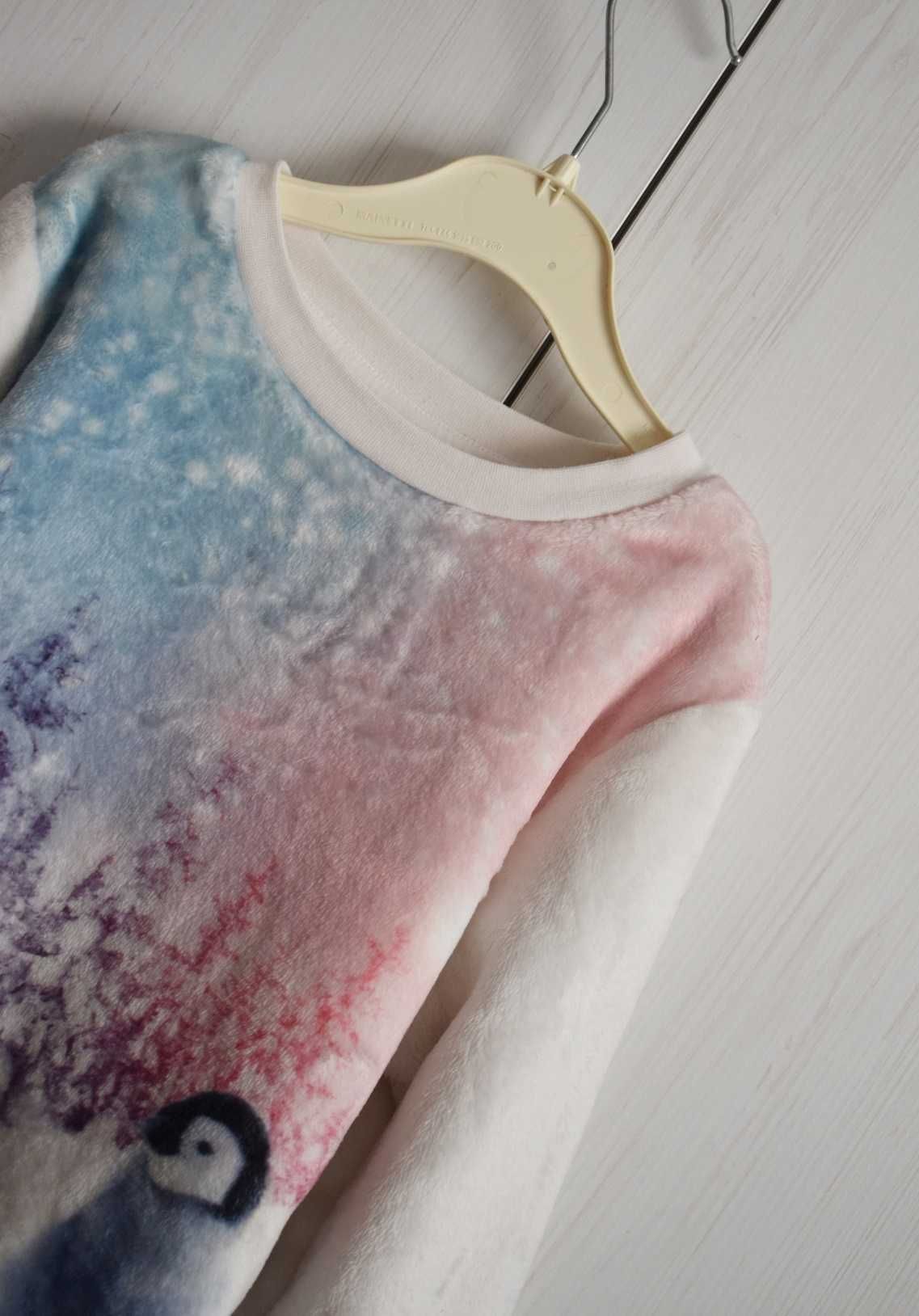 Bluza 122 polarowa pluszowa piżama ciepła nadruk zimowa świąteczna C&A