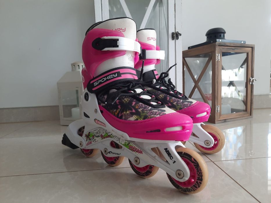 Rolki dziewczęce różowe rozmiar   34-37