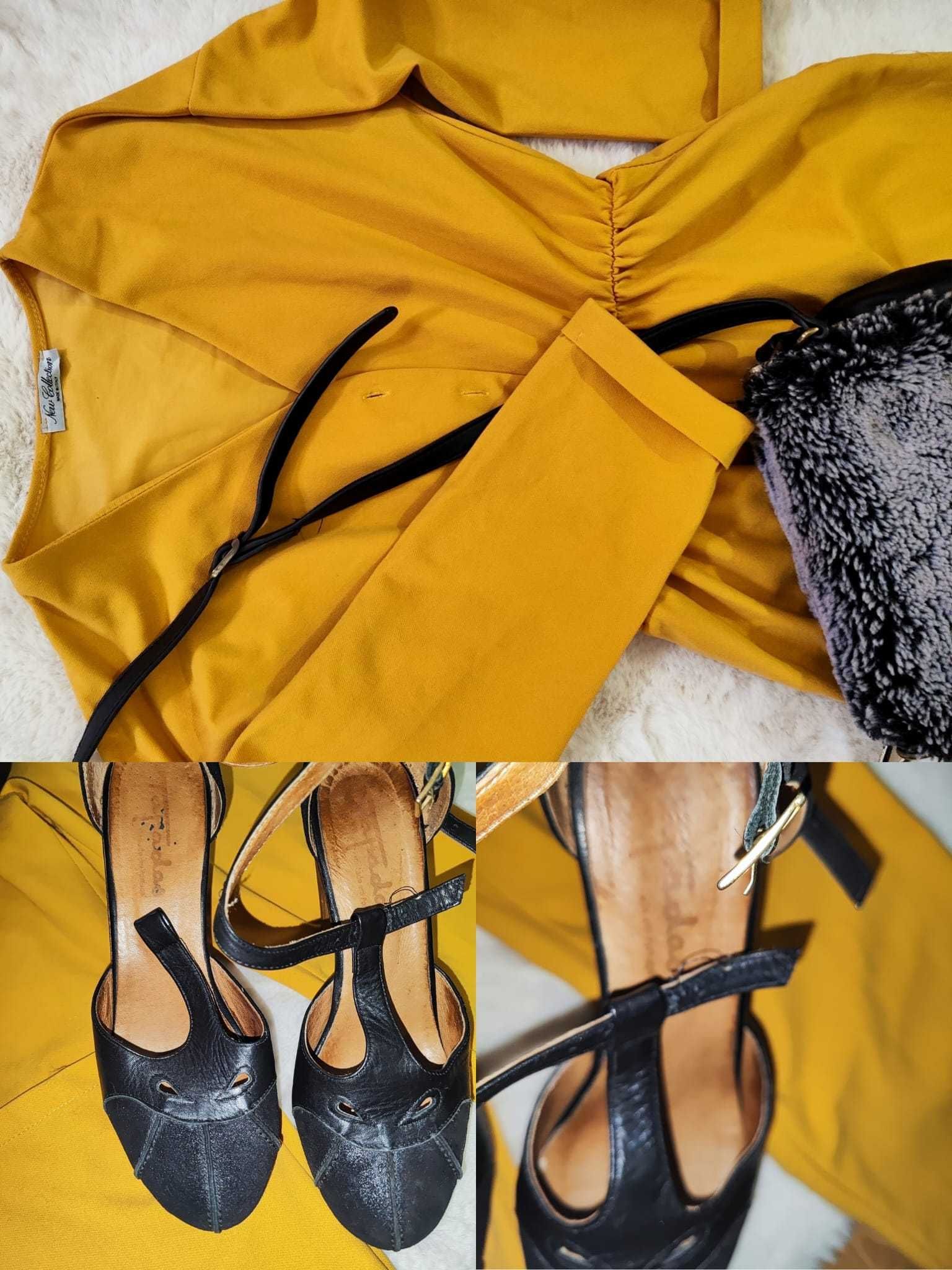 Conjunto amarelo + sapatos pretos