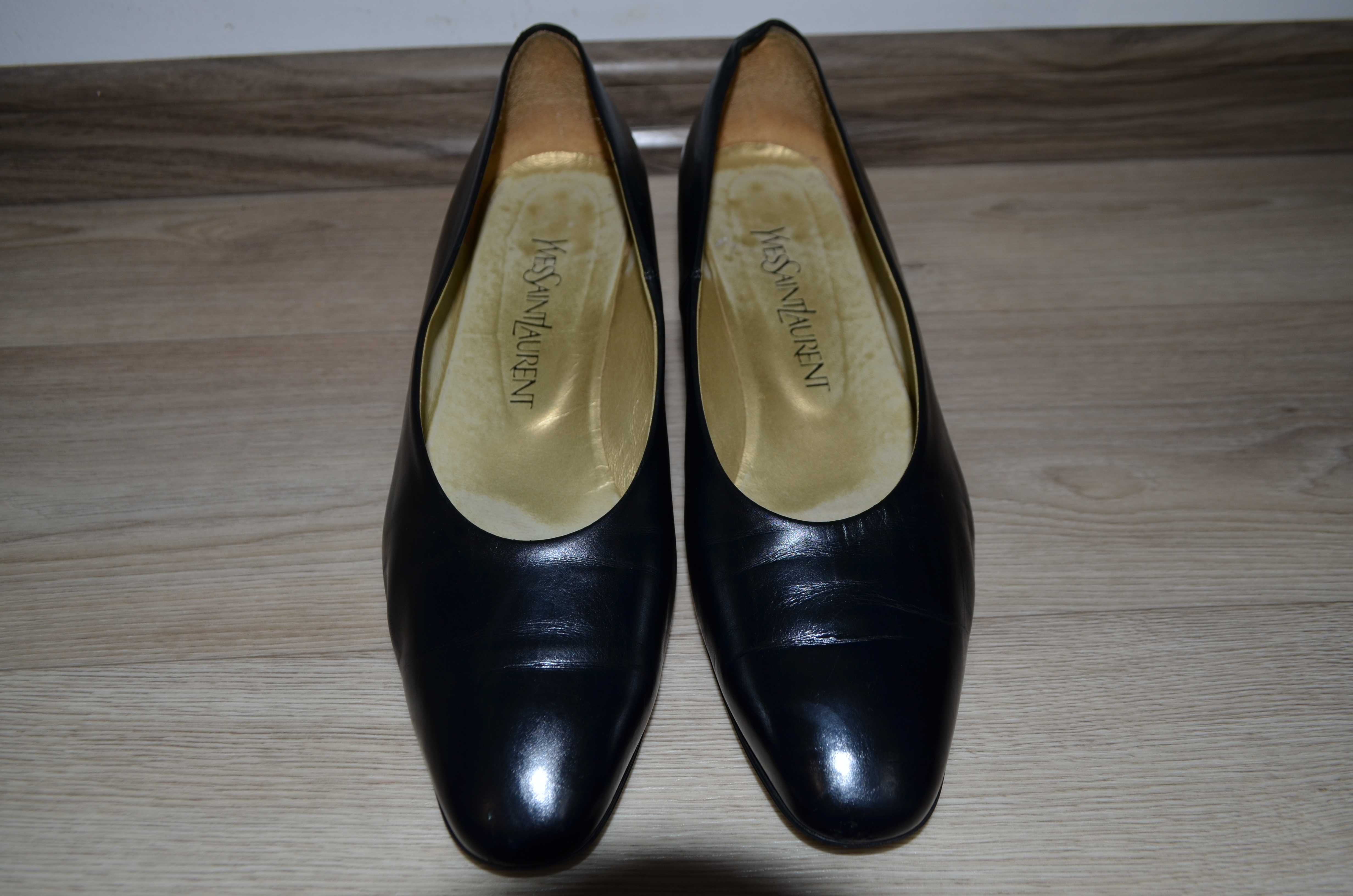 Yves Saint Laurent Pumps Women Low Heel Shoes Leather Vintage Р.36 1/2