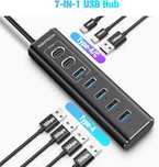 Aktywny koncentrator USB C z zasilaczem, RSHTECH 7-portowy NOWY
