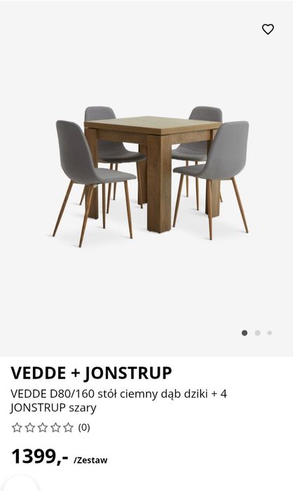 Stół 80/120  ciemny dąb dziki i 4  krzesła szar do jada