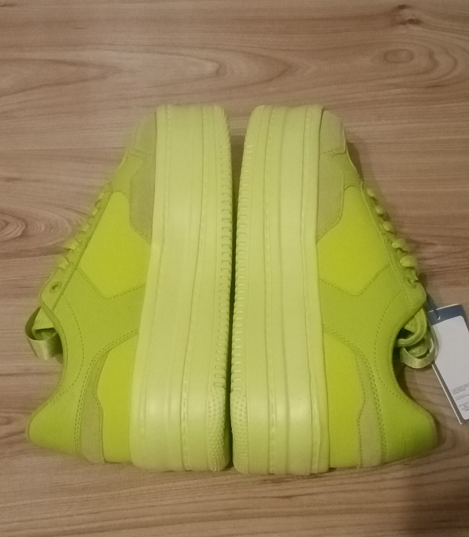 Nowe sneakersy na wysokiej podeszwie platformie zielone neonowe 41