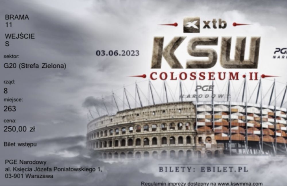 Bilety KSW Colosseum PGE Narodowy 03.06.2023