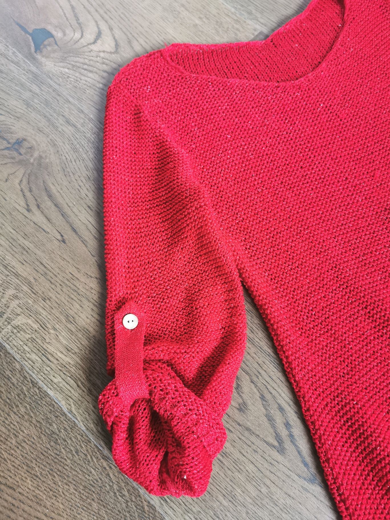 Czerwony sweter tunika, rozmiar S