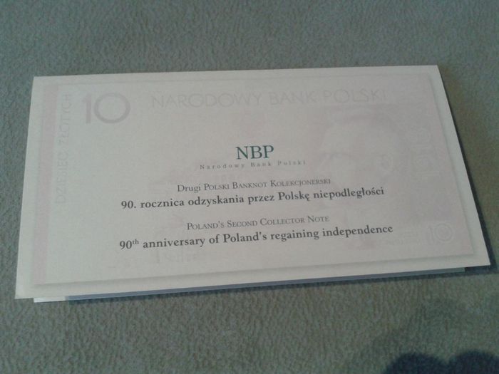 Banknot NBP Piłsudski 90 rocznica Odzyskania Niepodległości 10 zł 2008