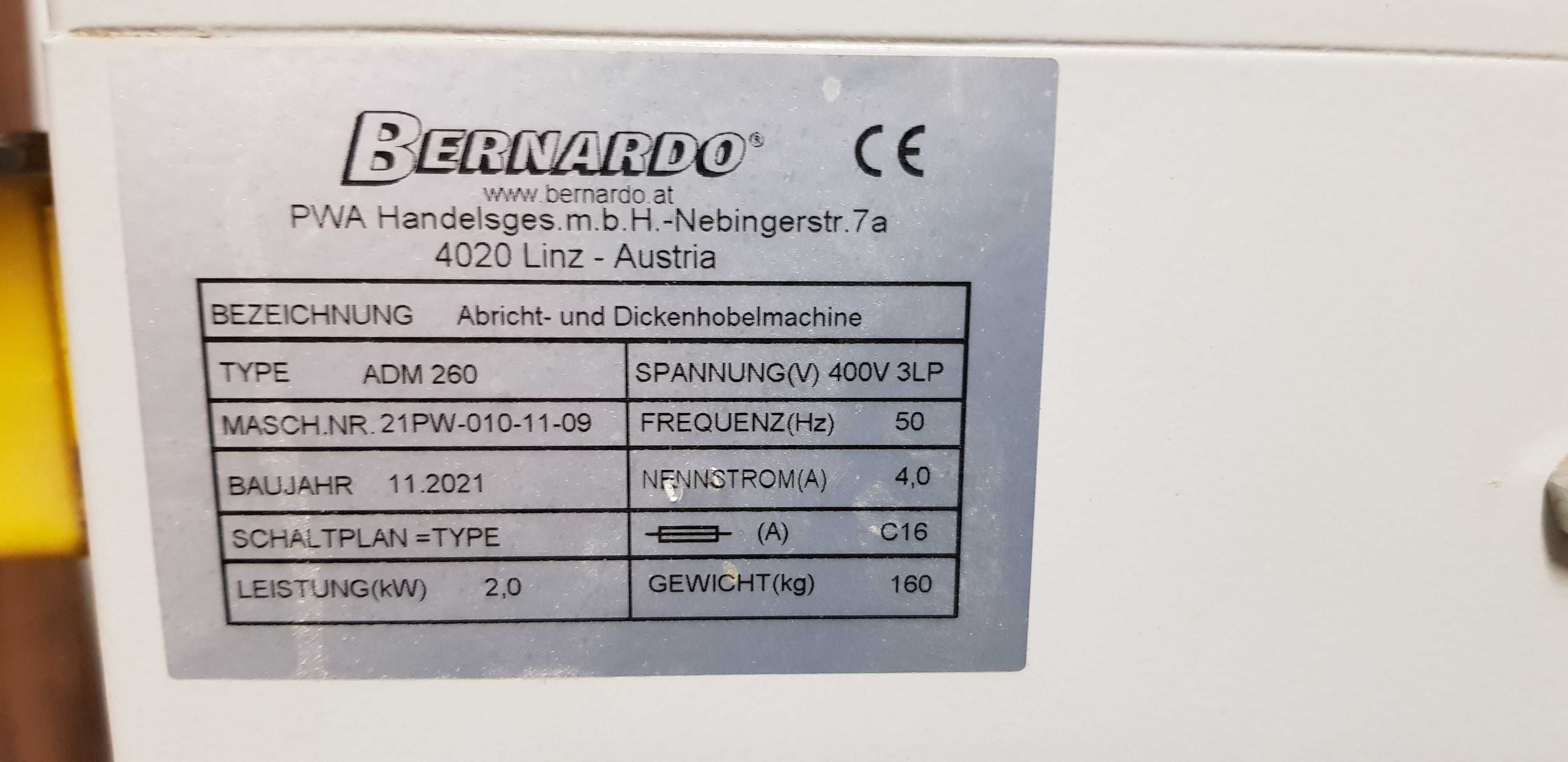 Wyrówniarko - grubościówka firmy Bernardo ADM 260 400V