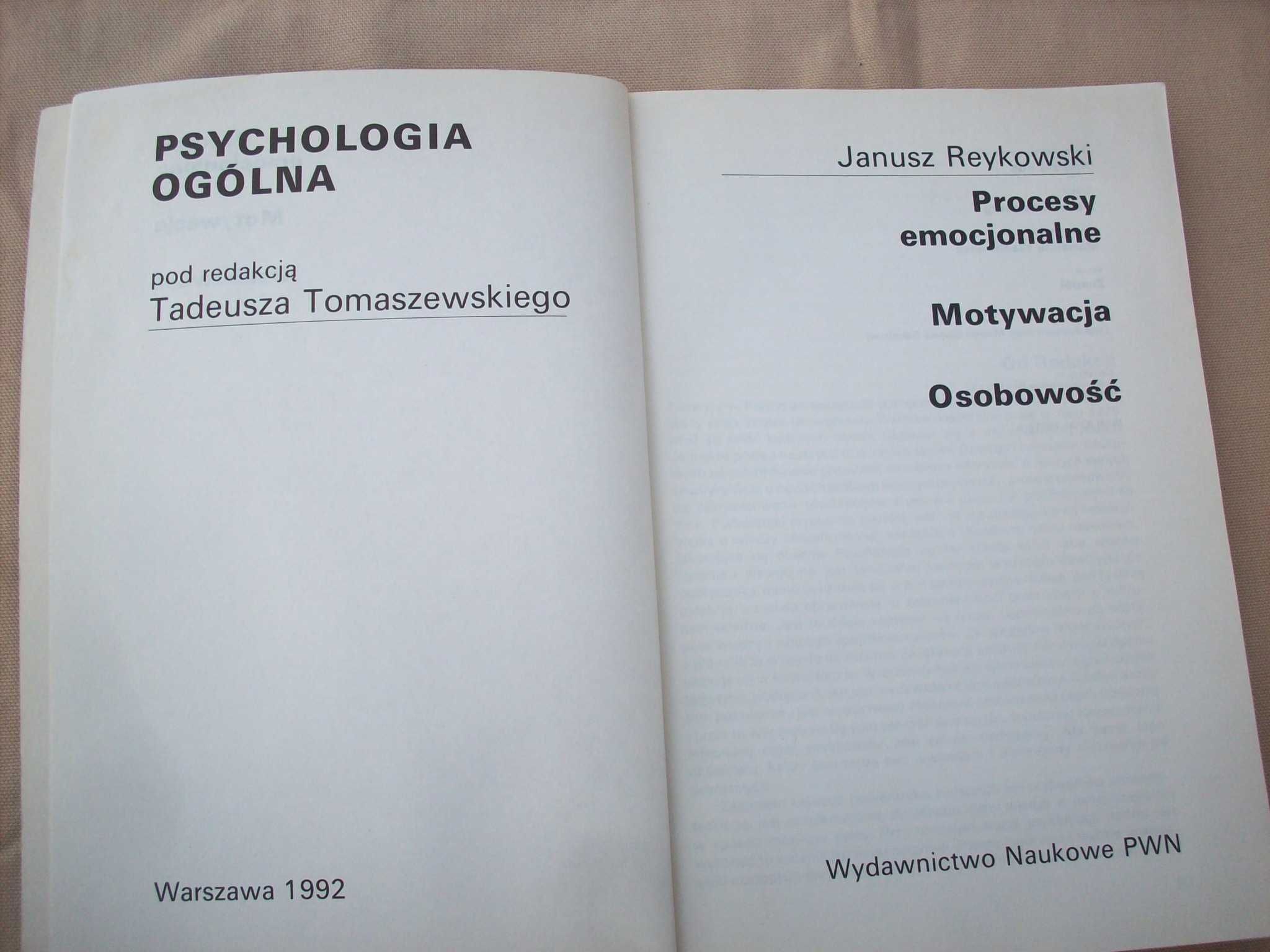 Procesy emocjonalne, motywacja, osobowość, J.Reykowski.