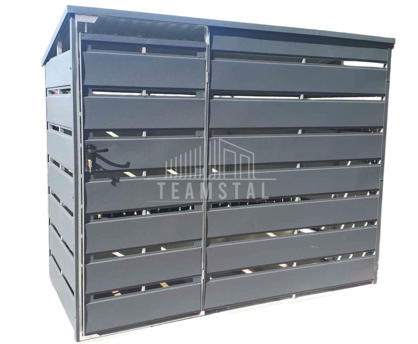 Wiata śmietnikowa spad tył 2,5x0,6m Antracyt Schowek ogrodowy TS592