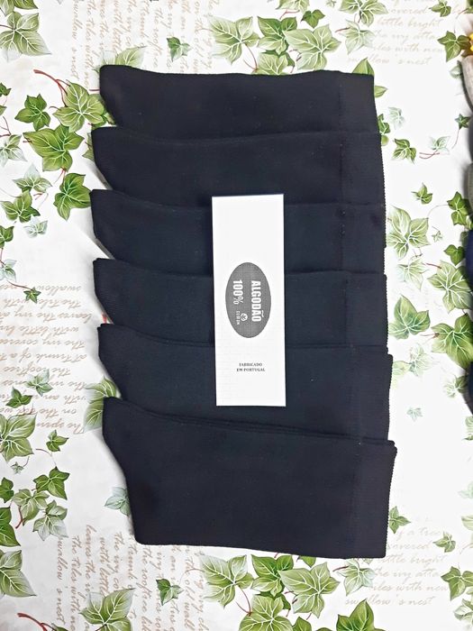 12 pares de meias,  6 preto + 6 cores sortidss