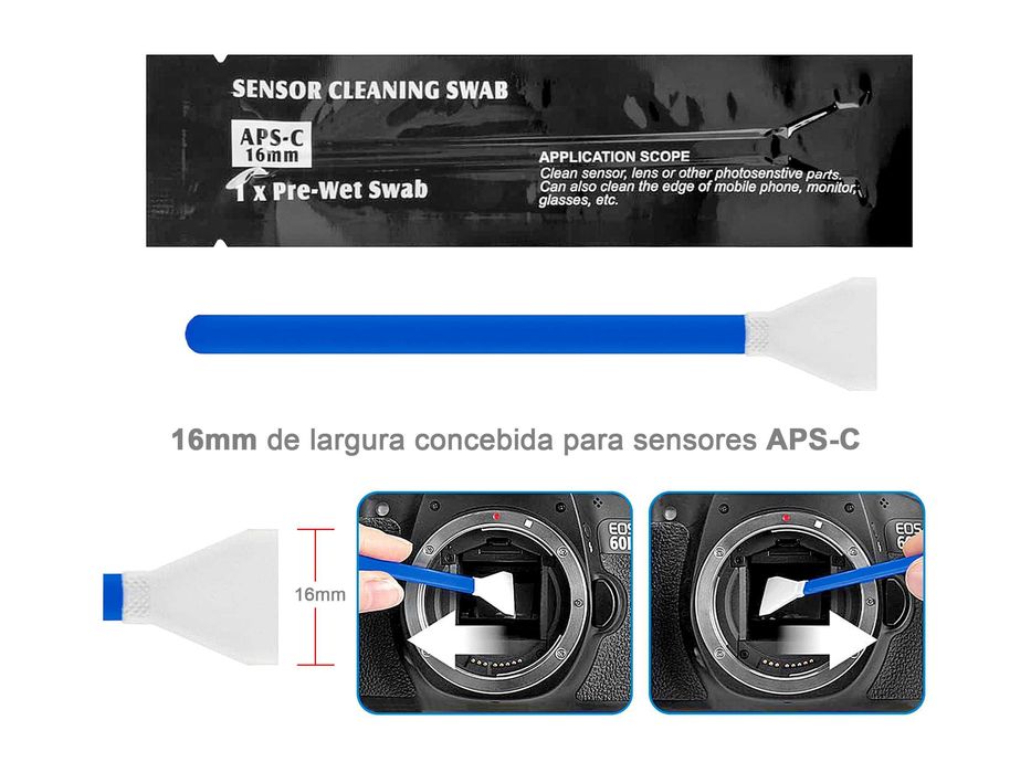 Kit de limpeza para câmeras digitais e sensores