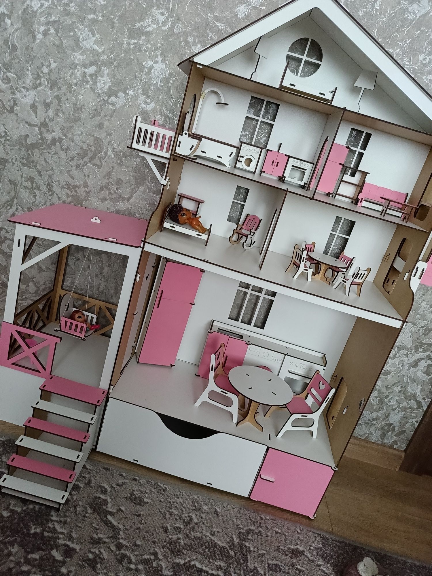 Ляльковий будинок в зібраному вигляді Рухливий Ліфт Будинок для Барбі