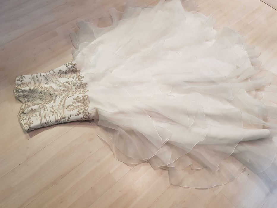 S M strój sukienka do ślubu ślubna królewna księżniczka nr 2487