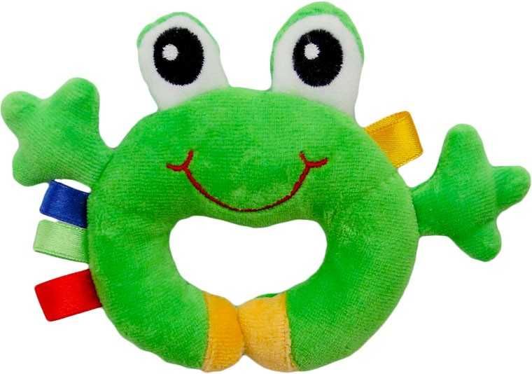 Żabka grzechotka pluszowa z metkami dla niemowląt Hencz