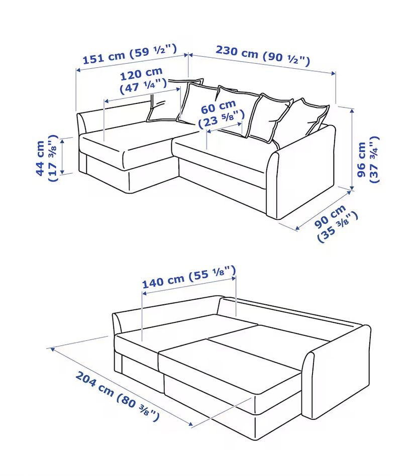 HOLMSUND Narożnik, kanapa, sofa z funkcją spania