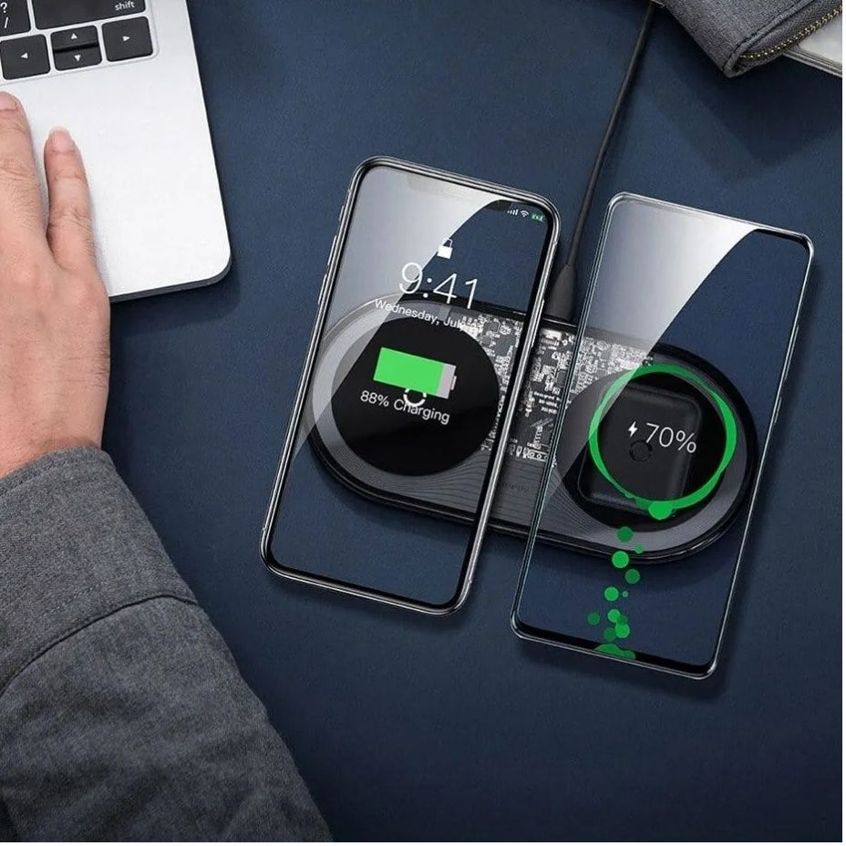 Зарядний пристрій Baseus Simple 2in1 Wireless Charger 18W Transparent