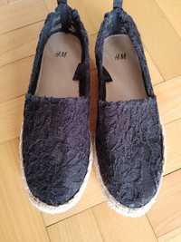 Koronkowe espadryle H&M rozm.38 stan idealny