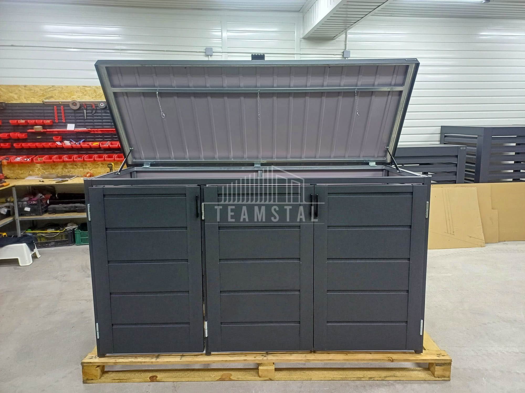 Zabudowa koszy na śmieci wiata obudowa 207x80x120 cm 3x240L TS1015