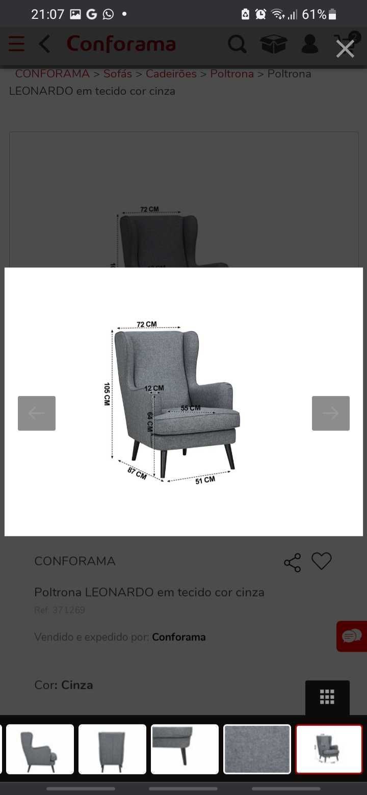2 Poltronas cinza