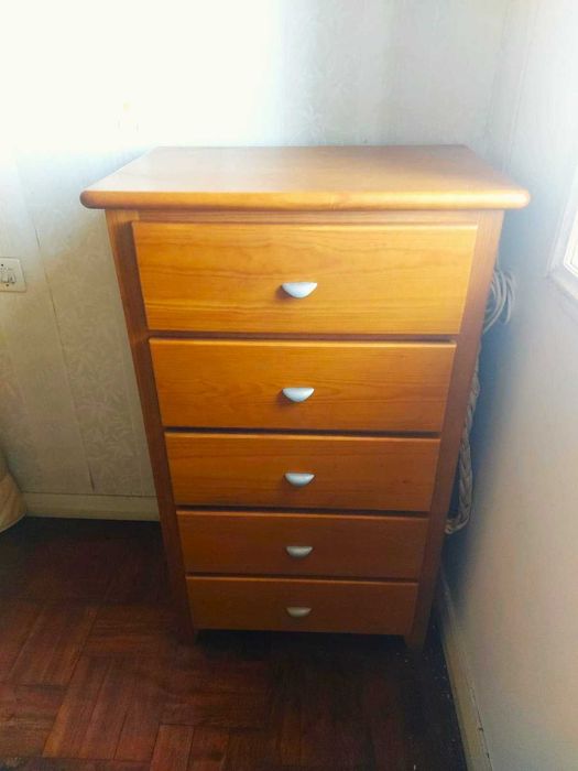 Conjunto de quarto - Cama Individual, Roupeiro, Estante, e Cómoda