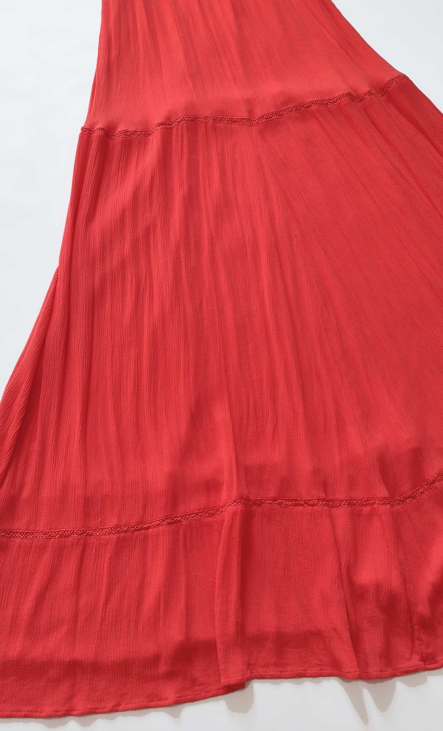 Шикарное длинное красное летнее платье от H&M S