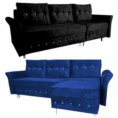 Sofa i Rogówka 2w1 rozkładany w Narożnik Glamour pojemnik