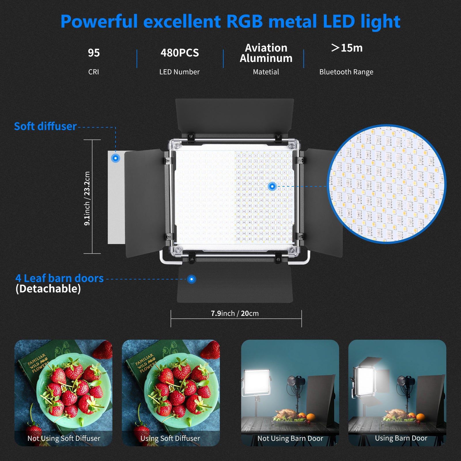 Neewer RGB480 painel de Iluminação LED com APP (bolsa incluída) NOVO