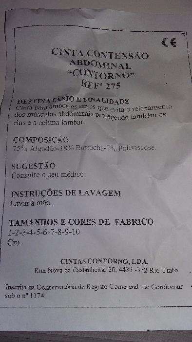 cinta contensão abdominal