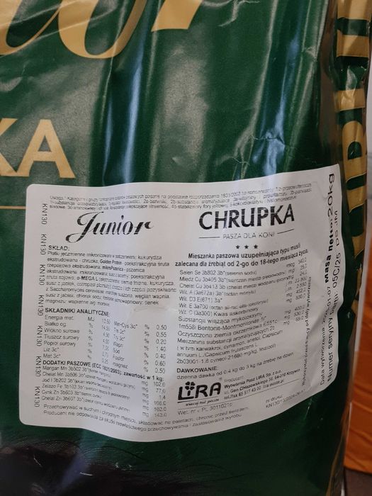 Pasza dla młode konie – Chrupka Źrebak Junior 20kg Lira