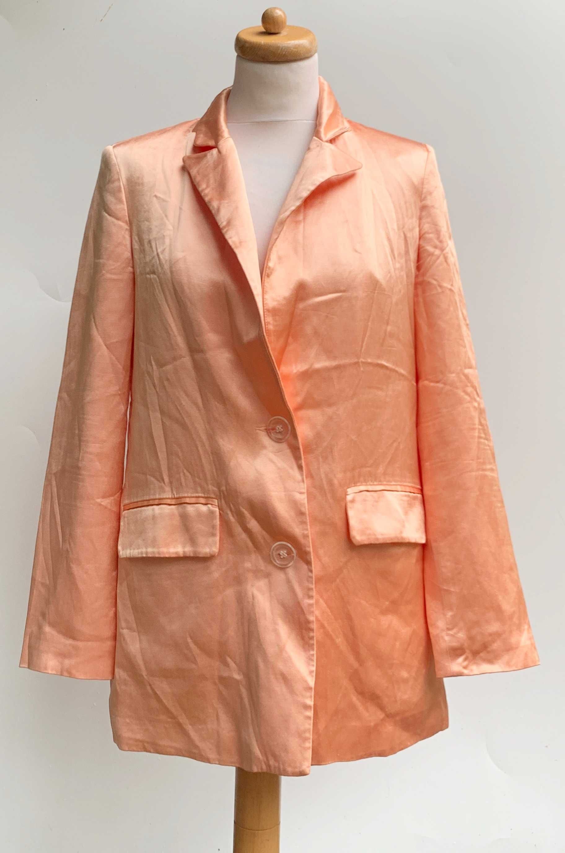 Marynarka Pomarańczowa XS 34 Połyskująca Blezer Elegancka