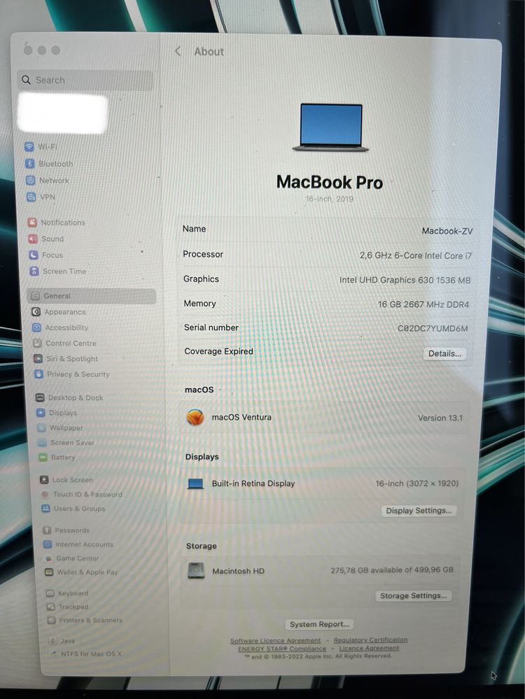 Macbook pro 16 2019 A2141