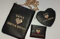 Conjunto Love Moschino (Bolsa + Porta-moedas + Porta-cartões)